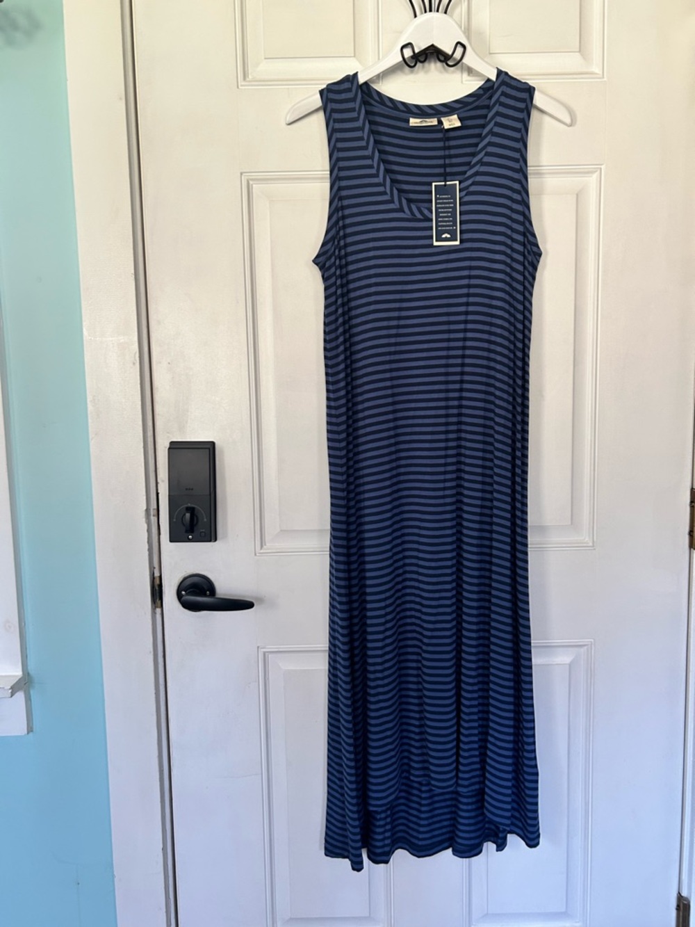British Khaki Navy & Black Striped Sleeveless Maxi Dress